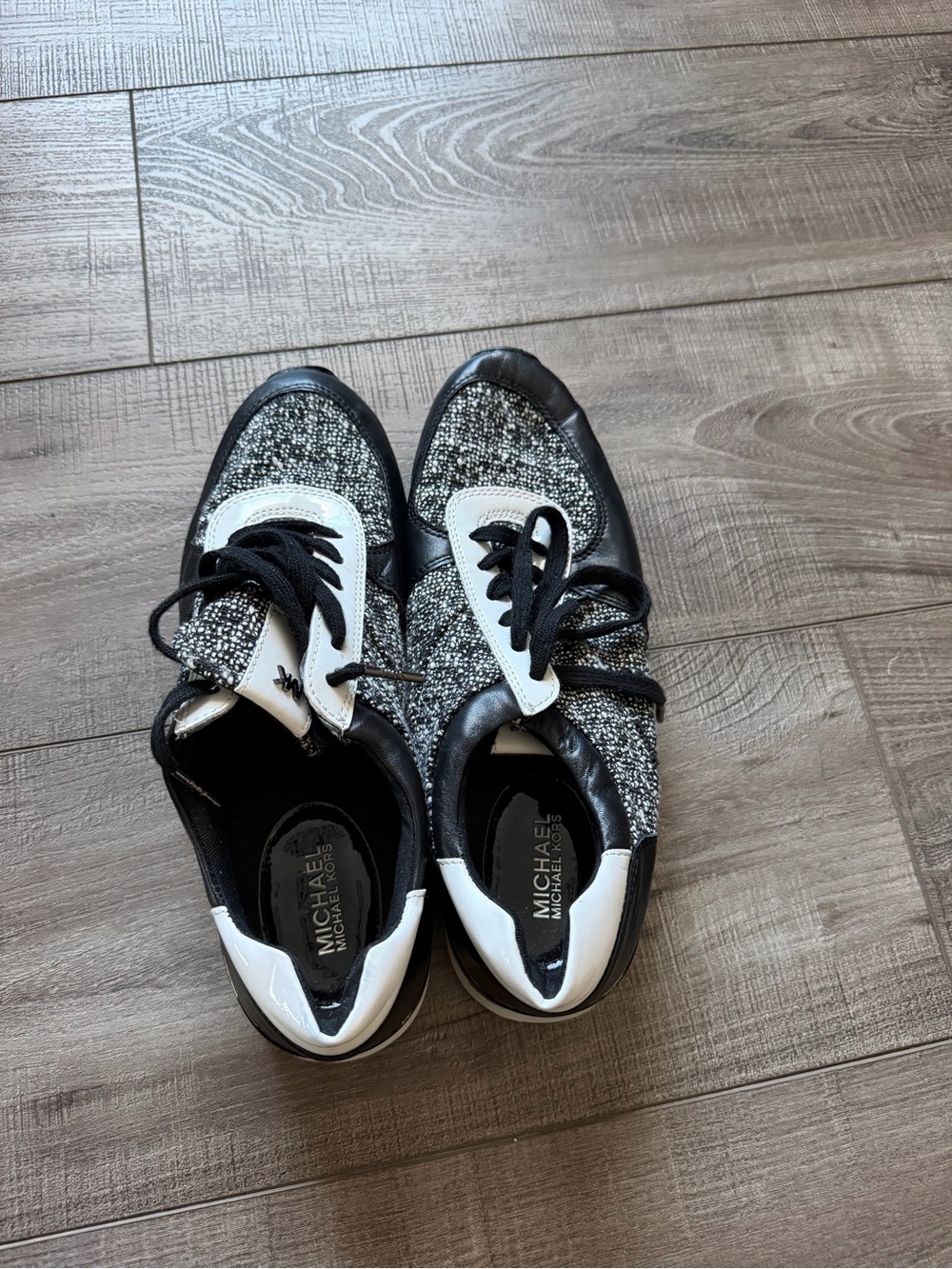 MICHAEL Michael Kors Black & White Tweed Lace-Up Sneakers